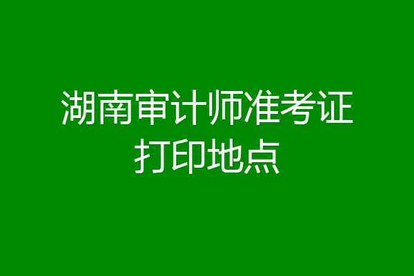 湖南审计师准考证打印地点