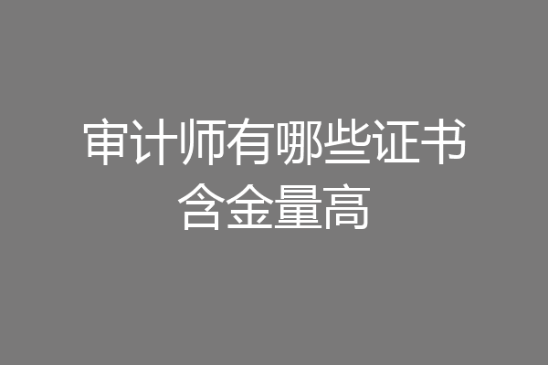 审计师有哪些证书含金量高