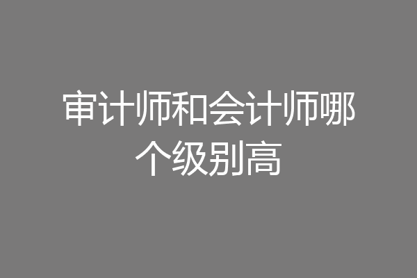 审计师和会计师哪个级别高