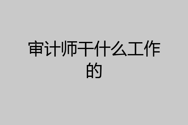 审计师干什么工作的