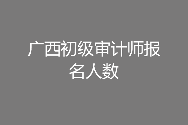 广西初级审计师报名人数