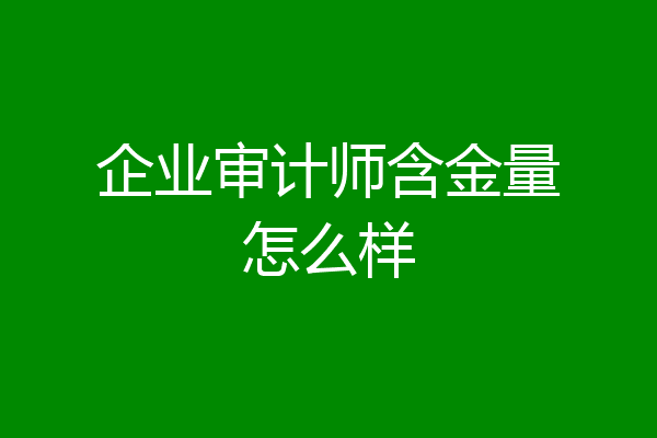 企业审计师含金量怎么样