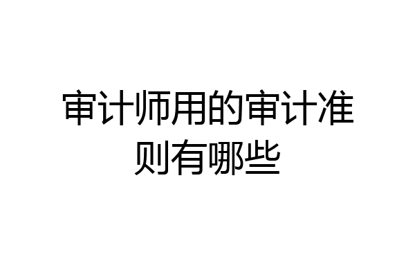 审计师用的审计准则有哪些