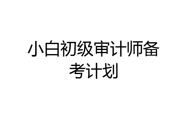 小白初级审计师备考计划