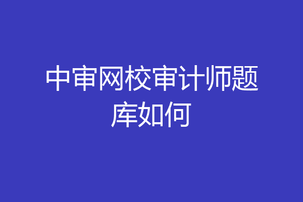 中审网校审计师题库如何