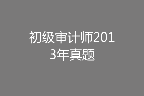 初级审计师2013年真题