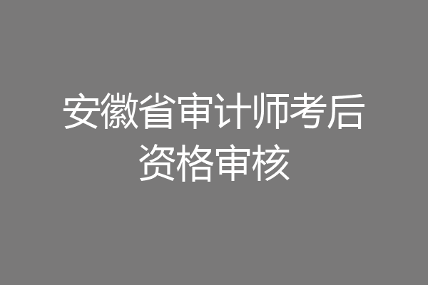 安徽省审计师考后资格审核