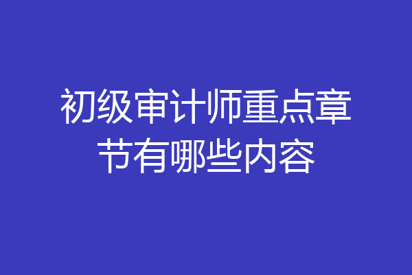 初级审计师重点章节有哪些内容