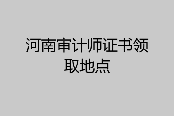 河南审计师证书领取地点