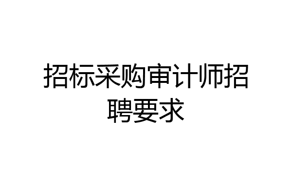 招标采购审计师招聘要求