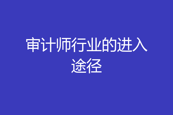 审计师行业的进入途径