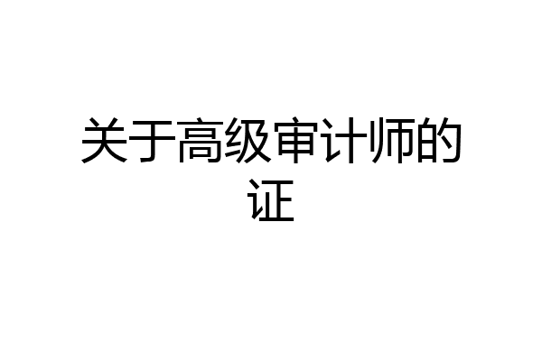 关于高级审计师的证