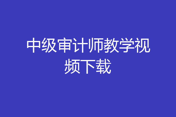 中级审计师教学视频下载