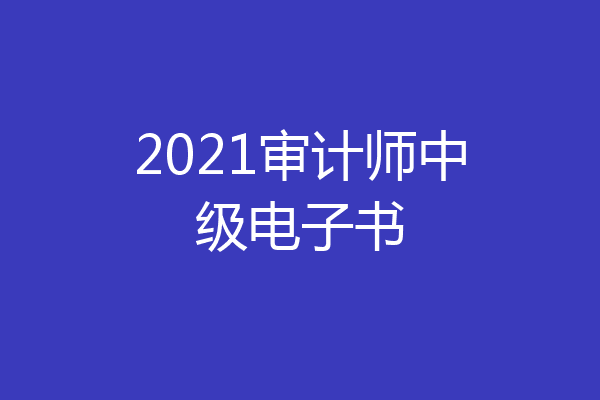 2021审计师中级电子书