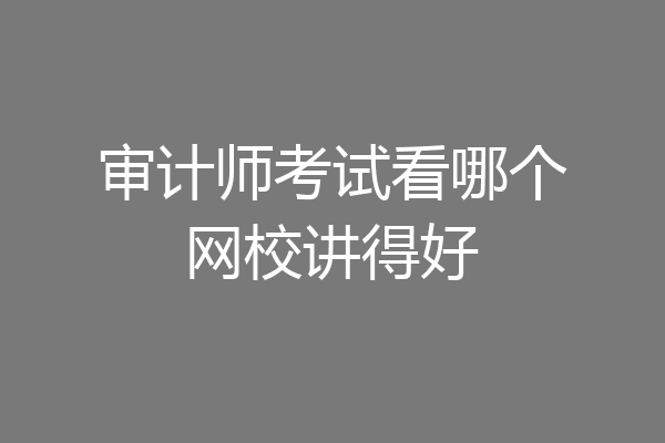 审计师考试看哪个网校讲得好