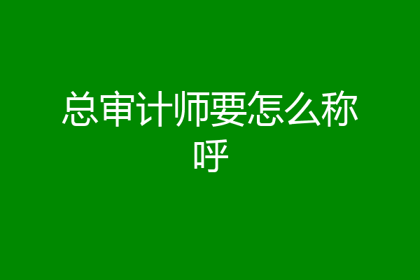 总审计师要怎么称呼