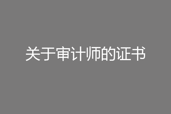 关于审计师的证书