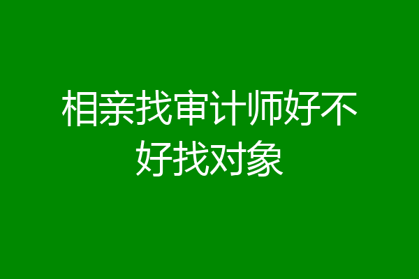 相亲找审计师好不好找对象