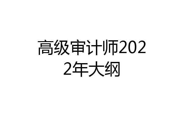 高级审计师2022年大纲