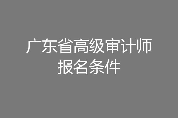 广东省高级审计师报名条件