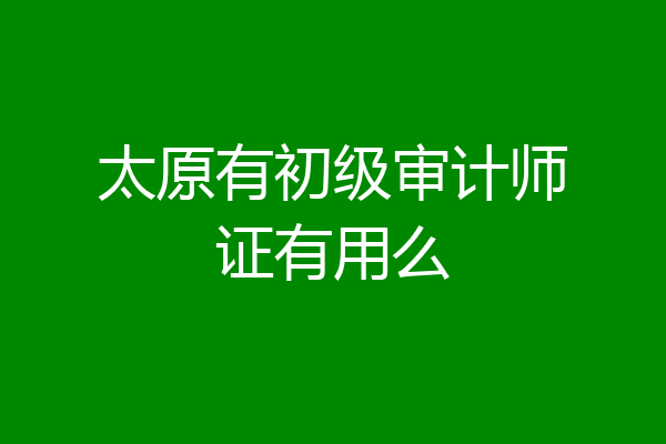 太原有初级审计师证有用么