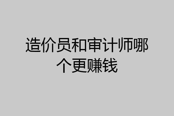 造价员和审计师哪个更赚钱