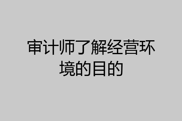 审计师了解经营环境的目的