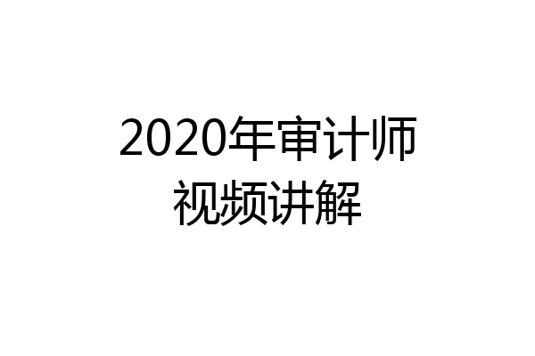 2020年审计师视频讲解