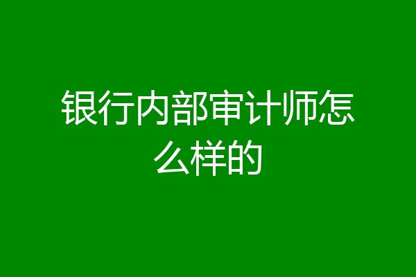 银行内部审计师怎么样的