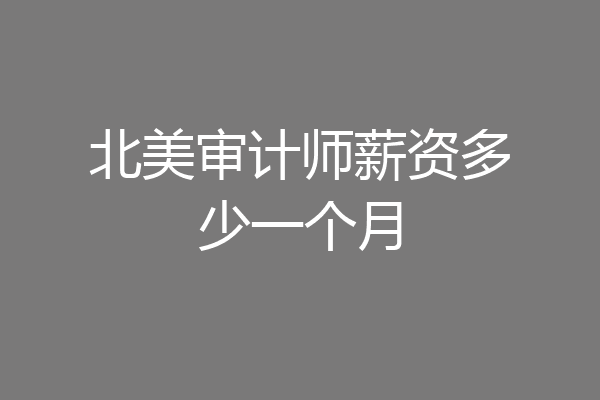 北美审计师薪资多少一个月