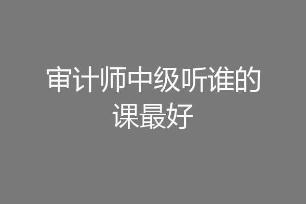 审计师中级听谁的课最好