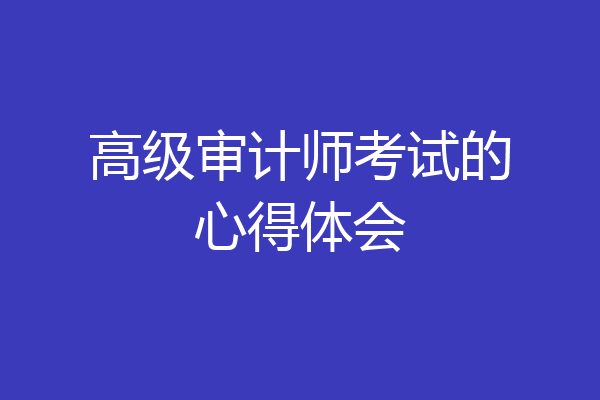 高级审计师考试的心得体会