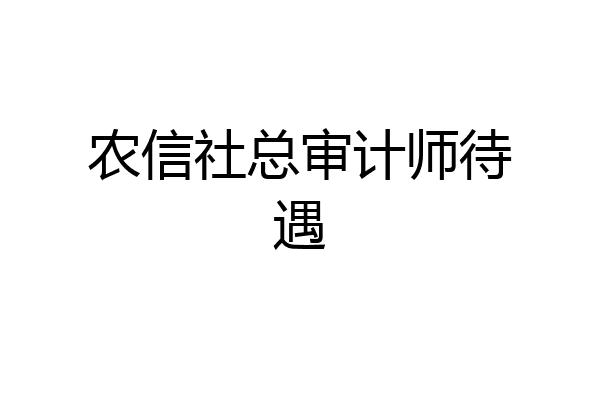 农信社总审计师待遇