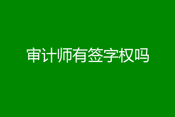 审计师有签字权吗