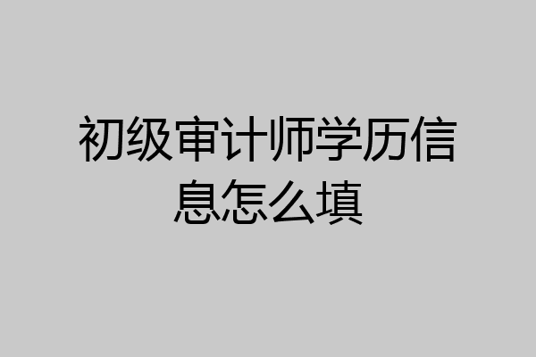 初级审计师学历信息怎么填