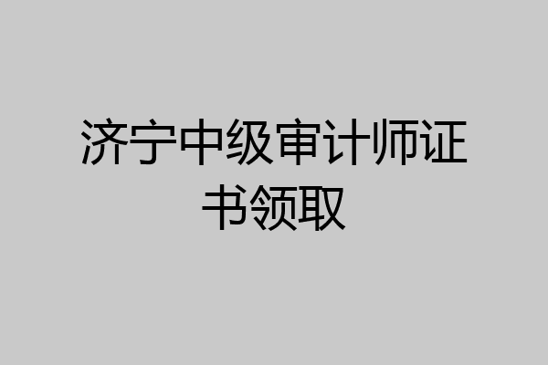 济宁中级审计师证书领取