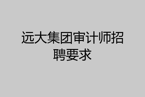 远大集团审计师招聘要求