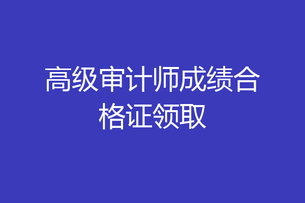 高级审计师成绩合格证领取