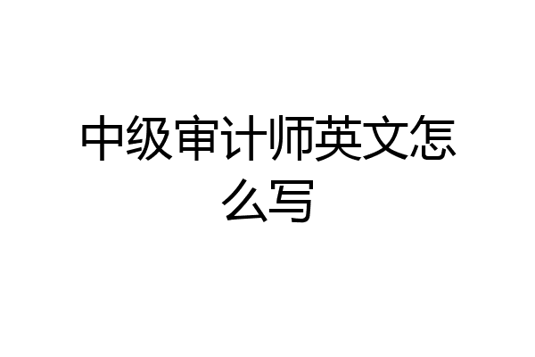 中级审计师英文怎么写