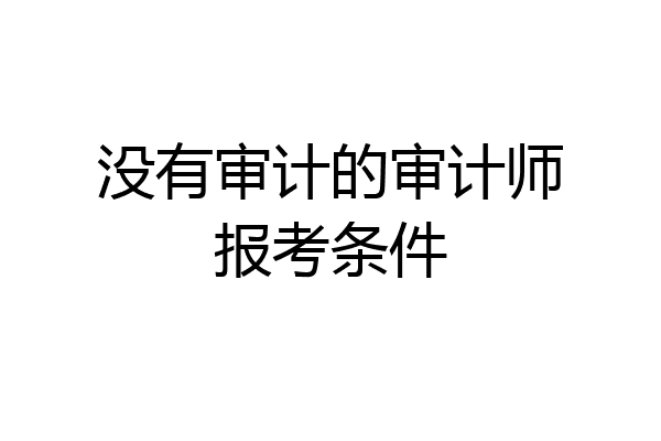 没有审计的审计师报考条件