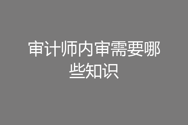 审计师内审需要哪些知识