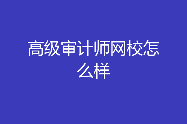 高级审计师网校怎么样