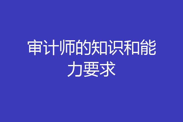 审计师的知识和能力要求