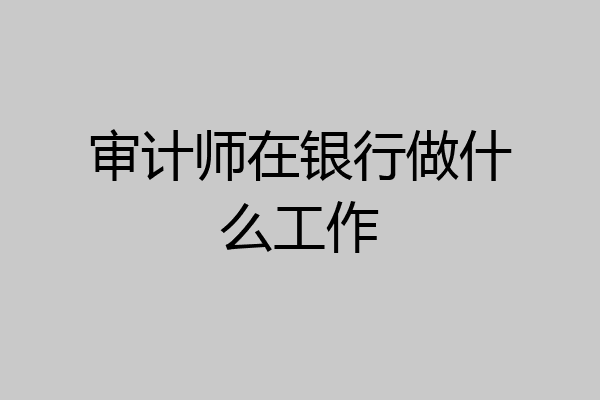 审计师在银行做什么工作