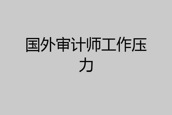 国外审计师工作压力