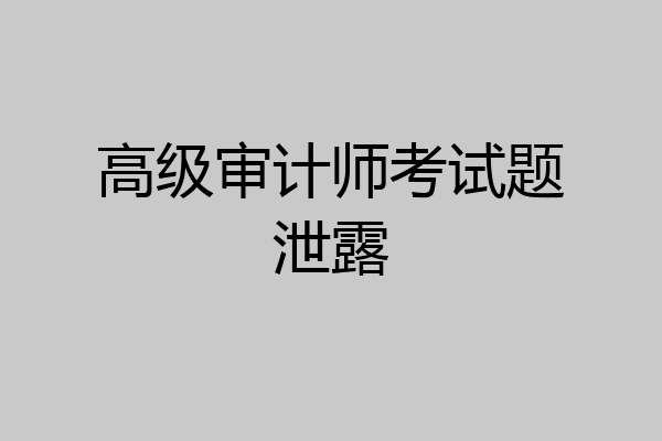高级审计师考试题泄露