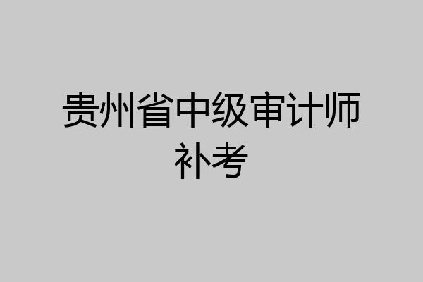 贵州省中级审计师补考