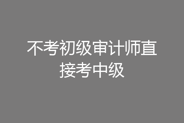 不考初级审计师直接考中级
