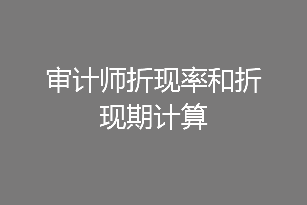 审计师折现率和折现期计算