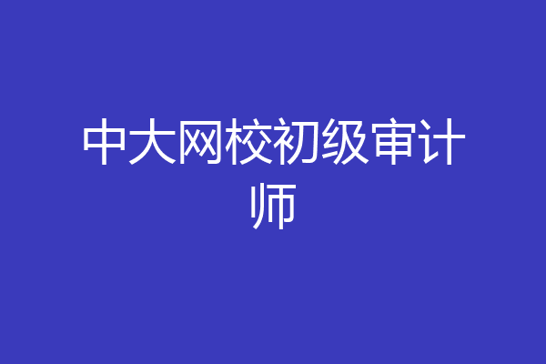 中大网校初级审计师
